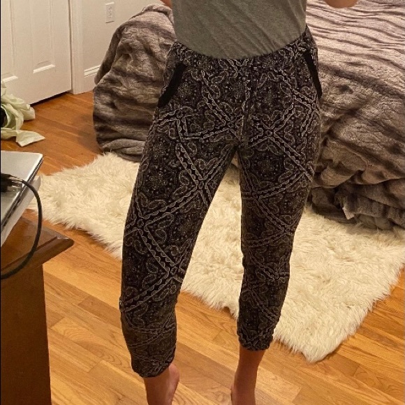 Black and White Patterned Joggers - Picture 1 of 5